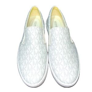 MICHAEL Michael Kors Teddi Signature Logo Slip-On Sneaker,Bright White,Size 6.5M